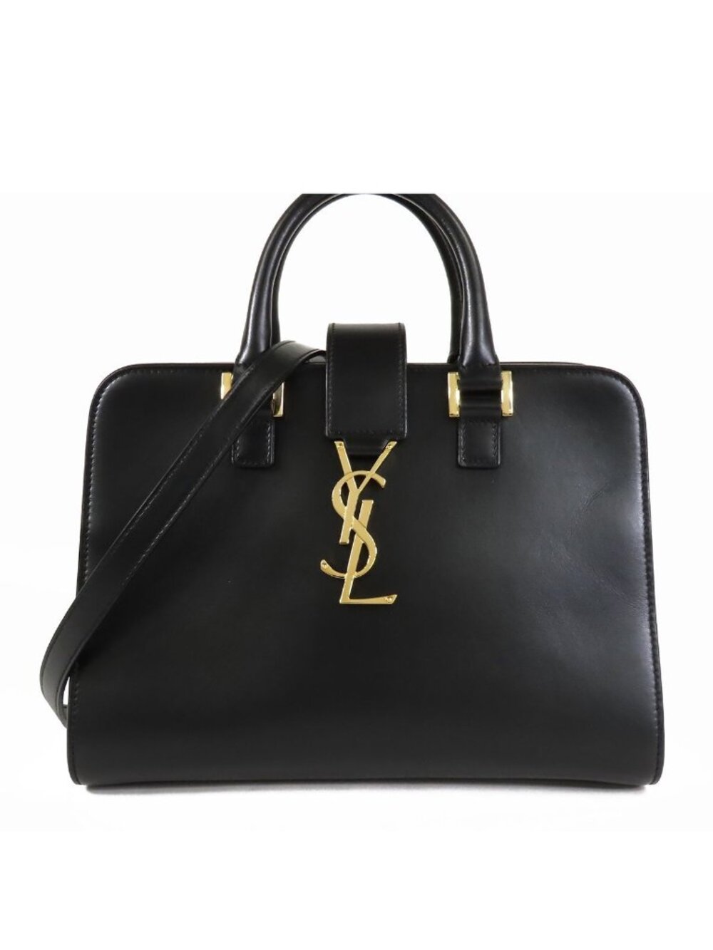 Saint Laurent Baby Cabas Black Leather Monogram 2-Way Shoulder Bag